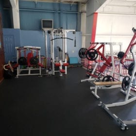 Weight room with various equipment