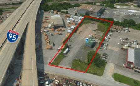 aerial photo of land available at 6711 Quad Ave near I-95