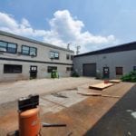 Exterior of building and parking area