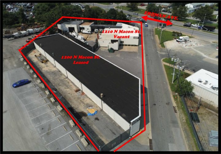 Aerial shot with property boundries outlined