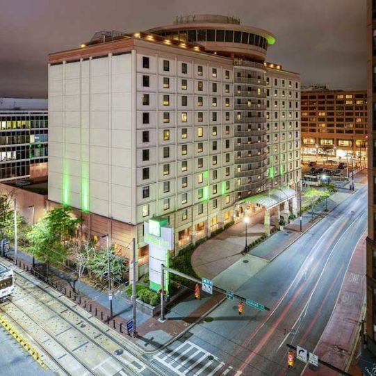 Exterior aerial view of the Holiday Inn property